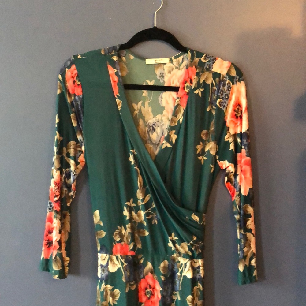 Tua Stunning emerald floral maxi dress size L